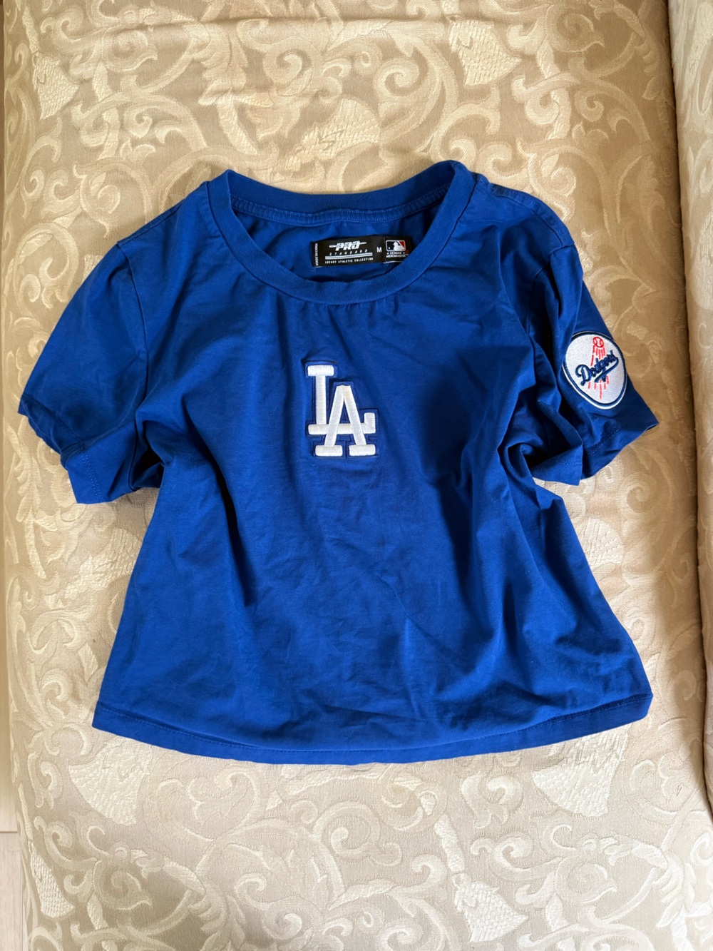 MLB Los Angeles Dodgers Blue crop Tee with White Logo Patch